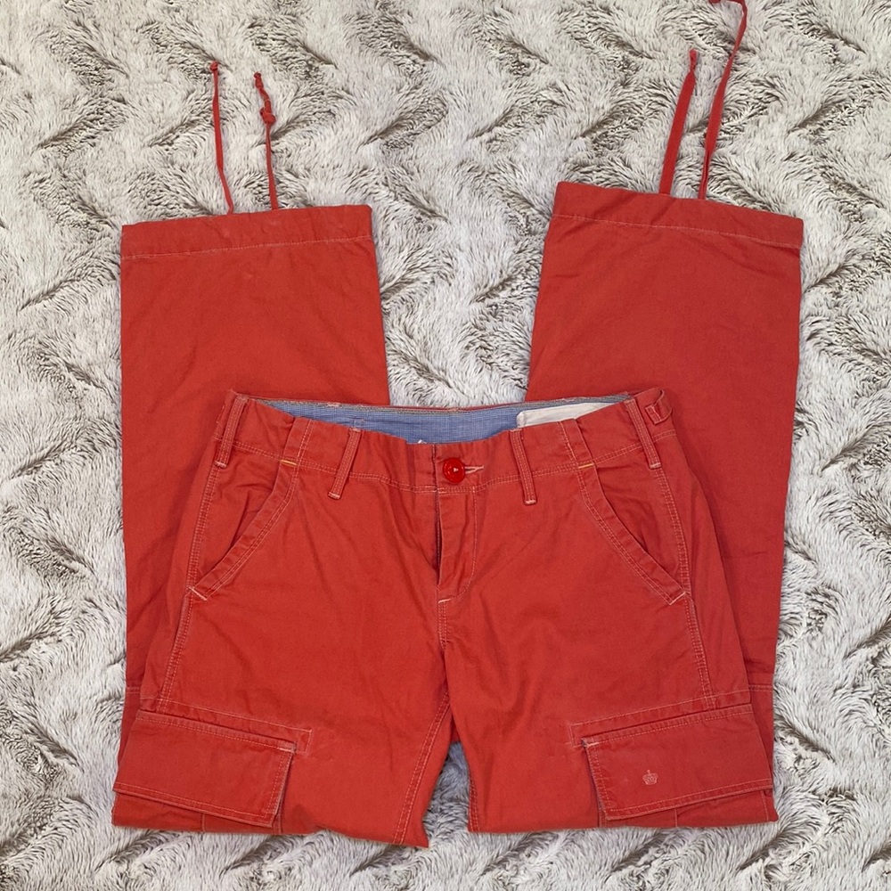 G1 Basic Goods Pink Cargo Cotton Cropped Pants w Drawstring Bottoms @end of legs